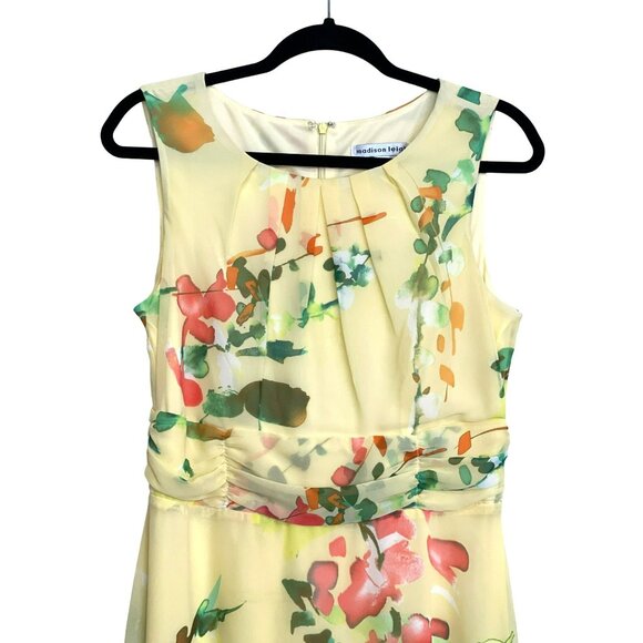 Madison Leigh Yellow Floral Sleeveless Midi Flowy Dress Sz 10 NWOT - Picture 2 of 6